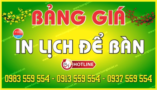Bảng giá Lịch Để Bàn 2026