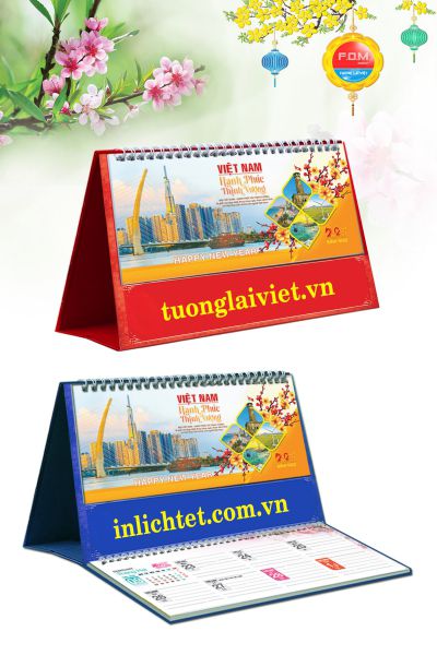 In Lịch Bàn 15 Tờ Thế Giới Màu Xanh