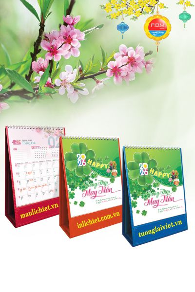 In Lịch Bàn Đứng Thông Điệp May Mắn