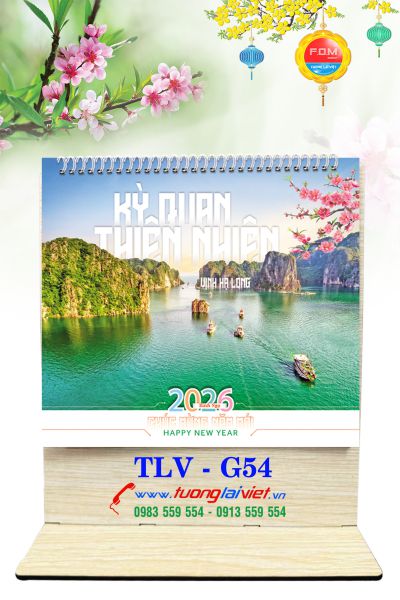 In Lịch để bàn đế gỗ Kỳ Quang Thiên Nhiên