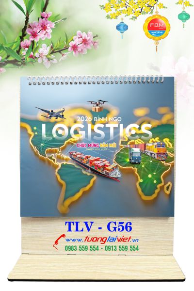 In Lịch để bàn đế gỗ logistics