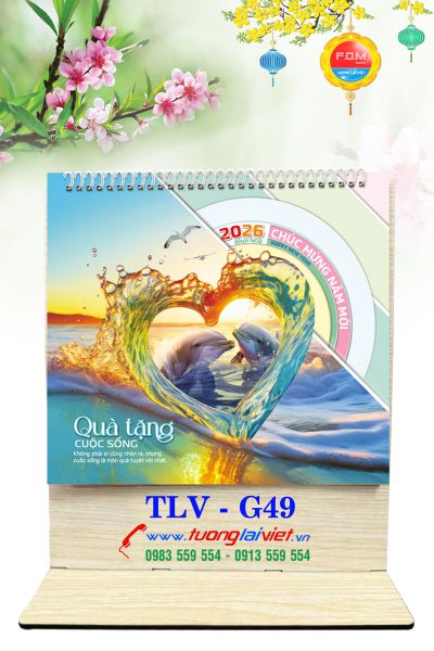 In Lịch để bàn đế gỗ Quà Tặng Cuộc Sống
